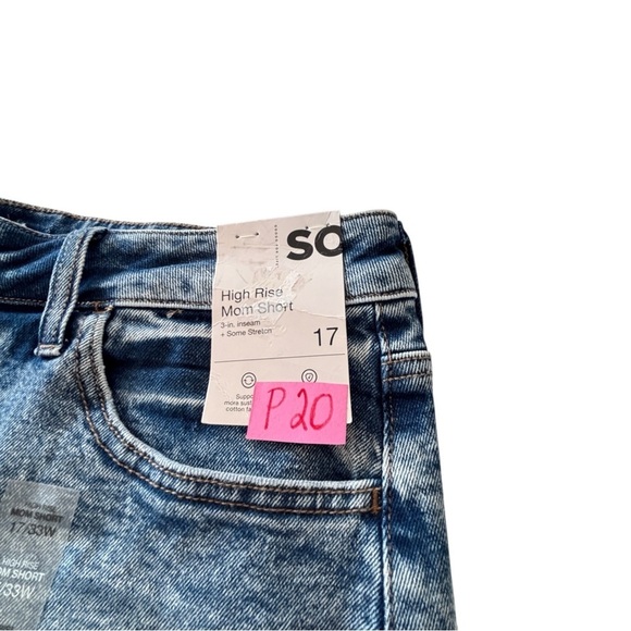 SO Mom Jean Shorts Womens Size 17 / 33 High Rise Stretch Denim 3" Inseam Cuffed - Picture 15 of 15